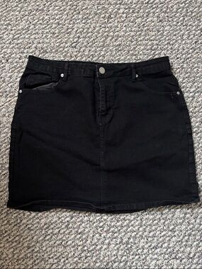 Boohoo Black Denim Mini Skirt